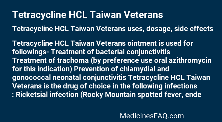 Tetracycline HCL Taiwan Veterans