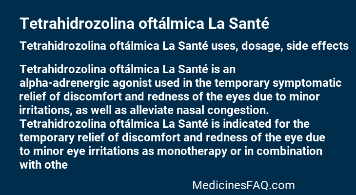 Tetrahidrozolina oftálmica La Santé