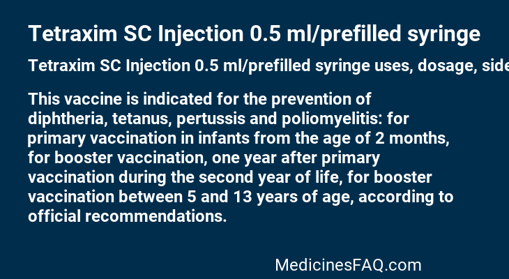 Tetraxim SC Injection 0.5 ml/prefilled syringe