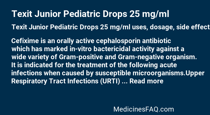 Texit Junior Pediatric Drops 25 mg/ml