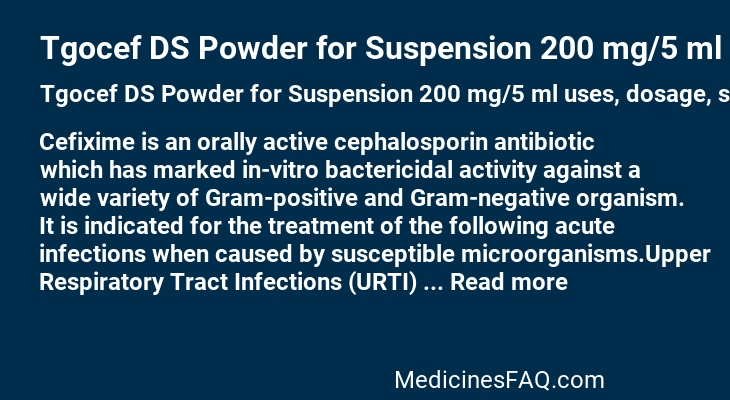 Tgocef DS Powder for Suspension 200 mg/5 ml
