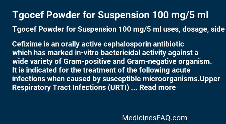 Tgocef Powder for Suspension 100 mg/5 ml