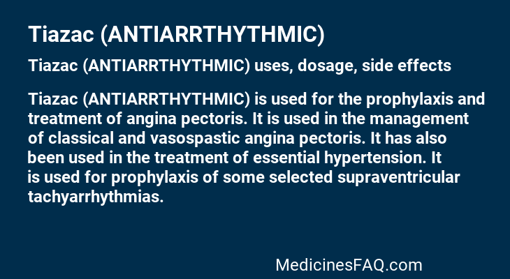 Tiazac (ANTIARRTHYTHMIC)