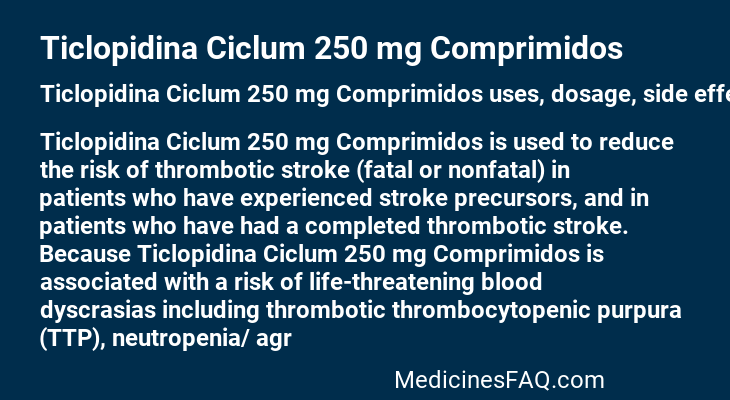 Ticlopidina Ciclum 250 mg Comprimidos