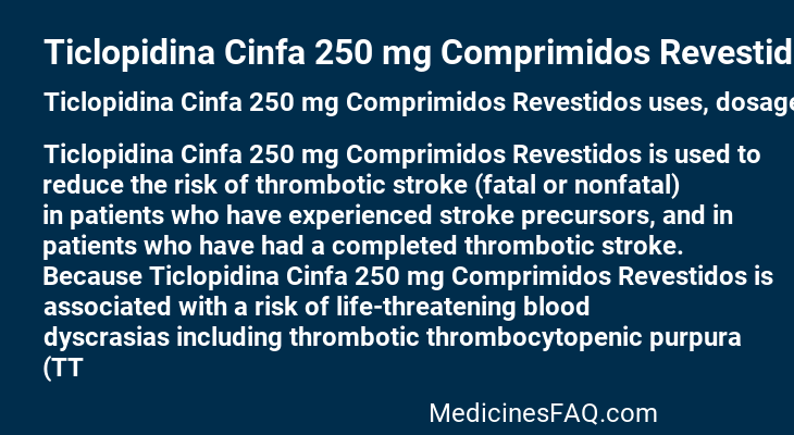 Ticlopidina Cinfa 250 mg Comprimidos Revestidos