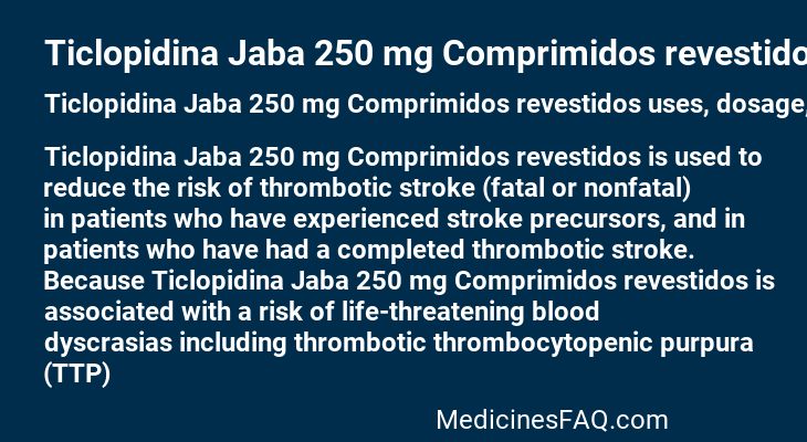 Ticlopidina Jaba 250 mg Comprimidos revestidos