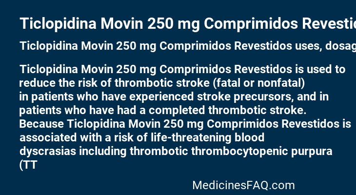 Ticlopidina Movin 250 mg Comprimidos Revestidos