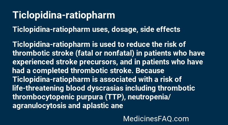 Ticlopidina-ratiopharm