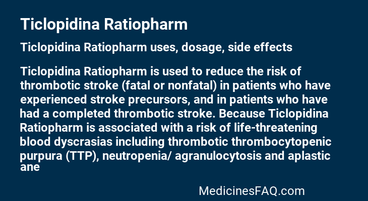 Ticlopidina Ratiopharm