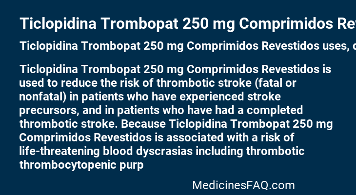 Ticlopidina Trombopat 250 mg Comprimidos Revestidos