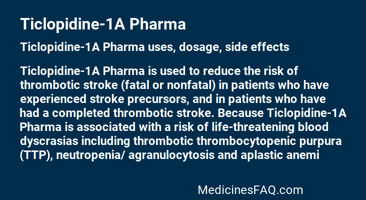 Ticlopidine-1A Pharma