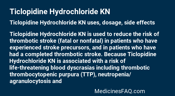 Ticlopidine Hydrochloride KN