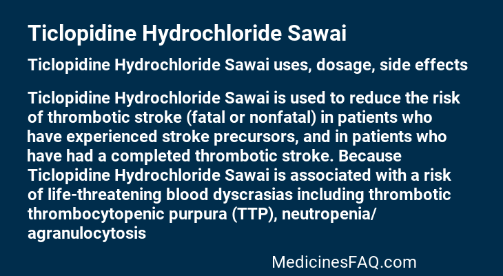 Ticlopidine Hydrochloride Sawai