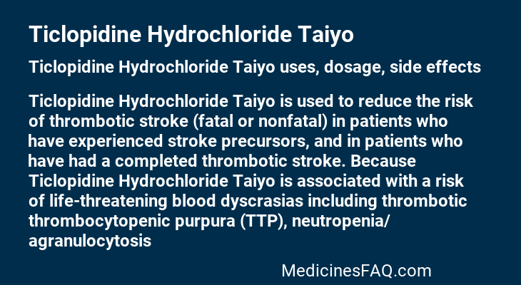 Ticlopidine Hydrochloride Taiyo