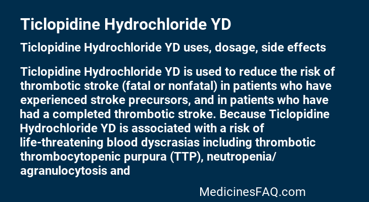 Ticlopidine Hydrochloride YD