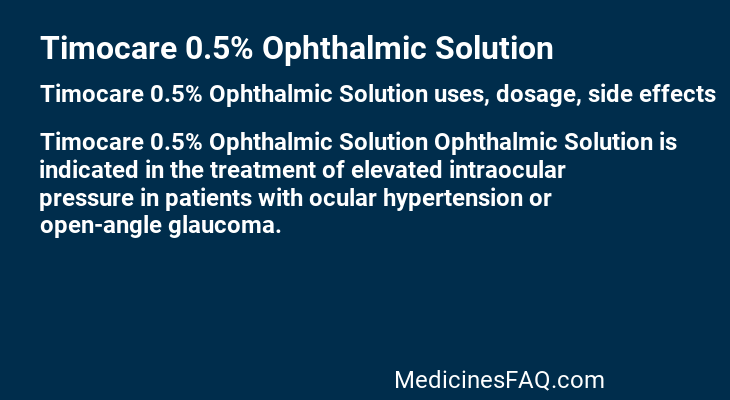 Timocare 0.5% Ophthalmic Solution