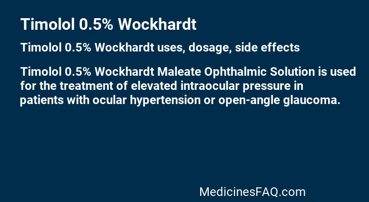 Timolol 0.5% Wockhardt