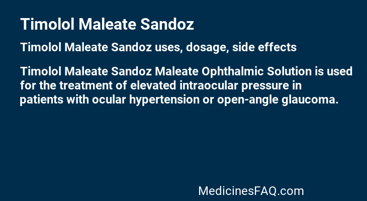 Timolol Maleate Sandoz