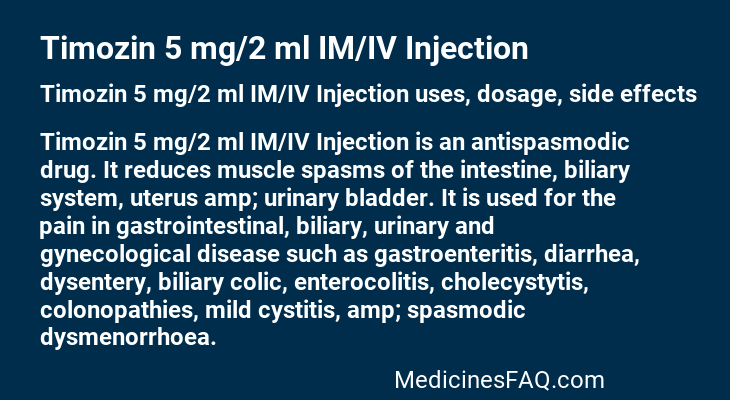 Timozin 5 mg/2 ml IM/IV Injection