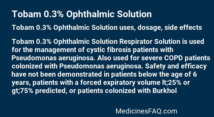 Tobam 0.3% Ophthalmic Solution