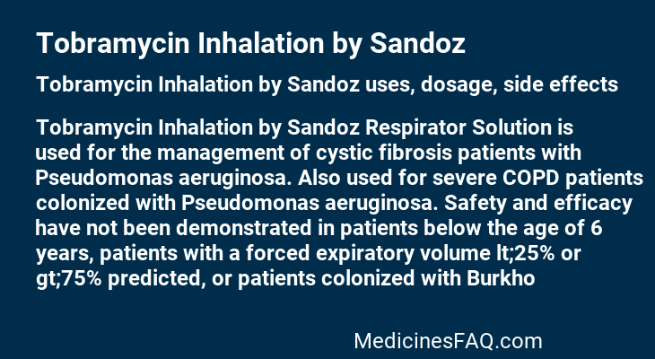 Tobramycin Inhalation by Sandoz
