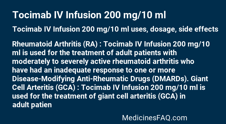 Tocimab IV Infusion 200 mg/10 ml