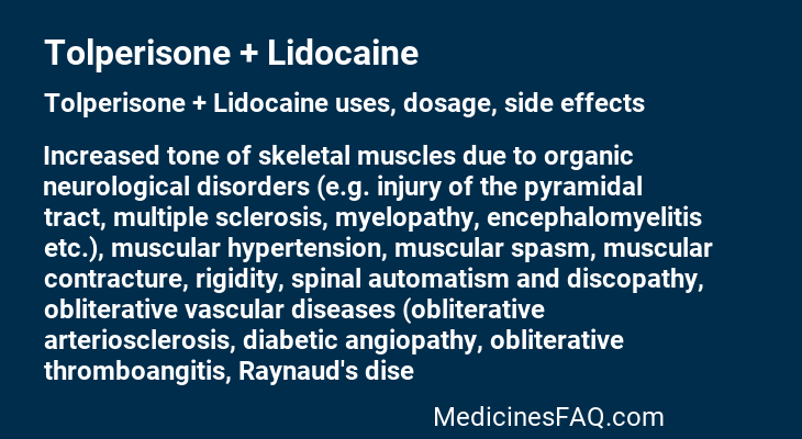 Tolperisone + Lidocaine