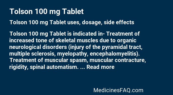 Tolson 100 mg Tablet