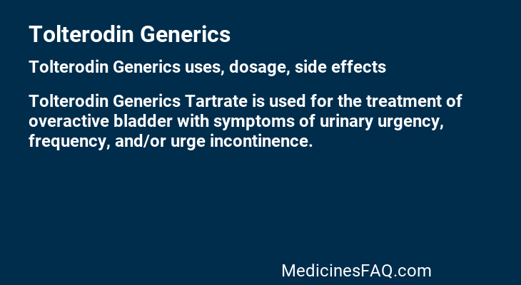 Tolterodin Generics