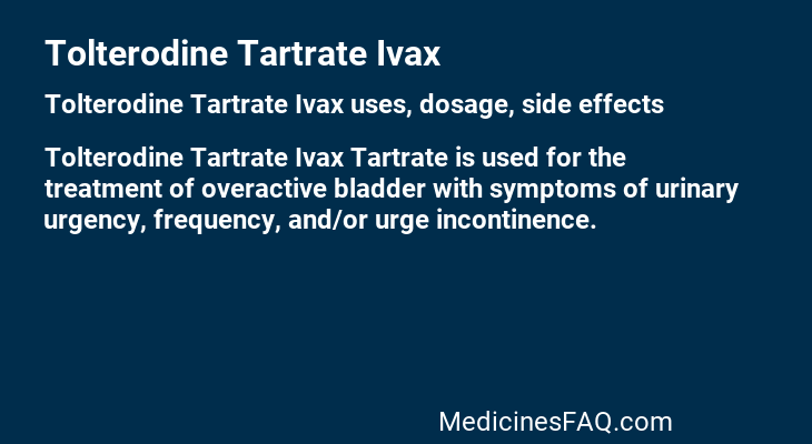 Tolterodine Tartrate Ivax