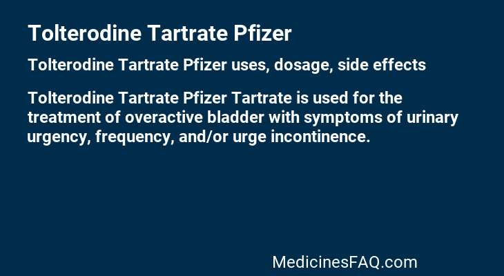 Tolterodine Tartrate Pfizer