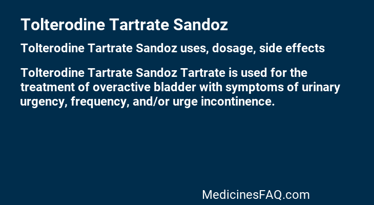 Tolterodine Tartrate Sandoz