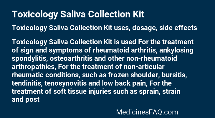 Toxicology Saliva Collection Kit