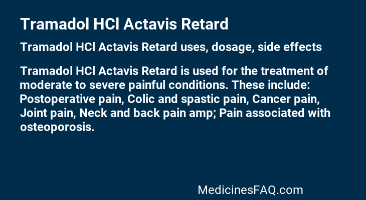 Tramadol HCl Actavis Retard