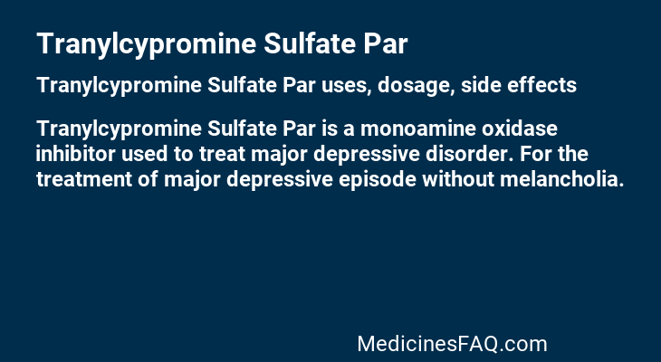 Tranylcypromine Sulfate Par