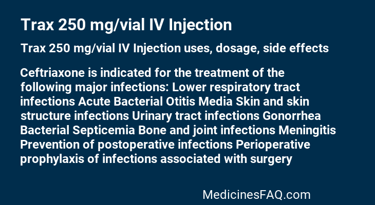 Trax 250 mg/vial IV Injection