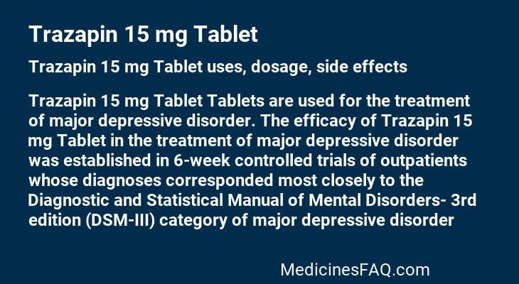 Trazapin 15 mg Tablet