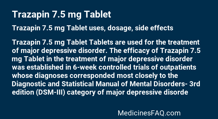 Trazapin 7.5 mg Tablet