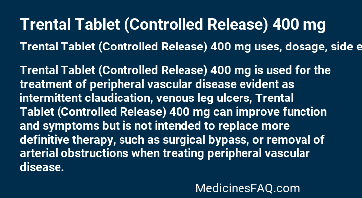 Trental Tablet (Controlled Release) 400 mg