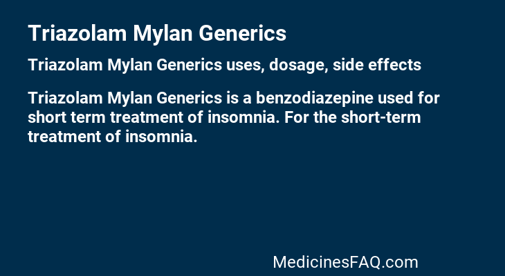 Triazolam Mylan Generics