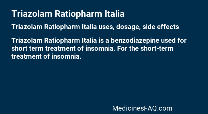 Triazolam Ratiopharm Italia