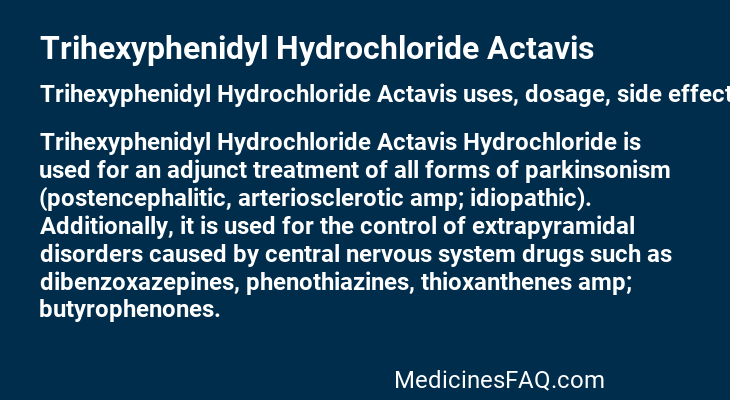 Trihexyphenidyl Hydrochloride Actavis