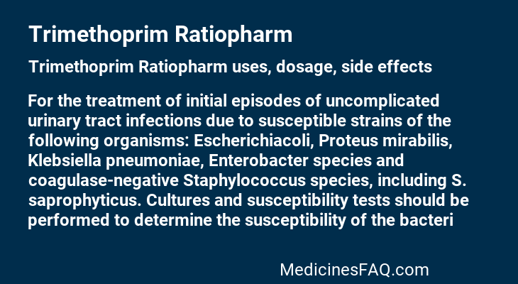 Trimethoprim Ratiopharm