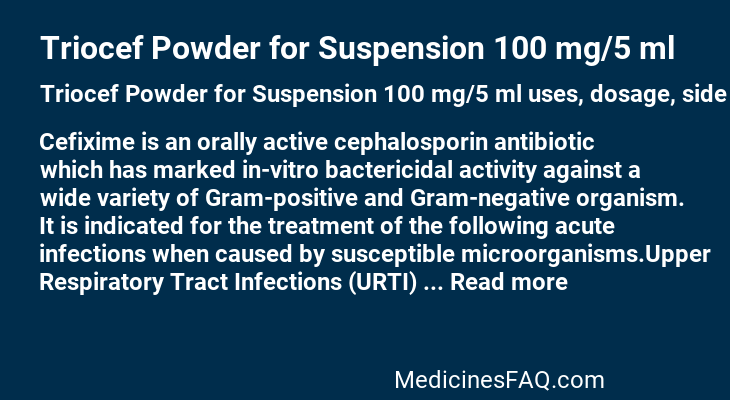 Triocef Powder for Suspension 100 mg/5 ml