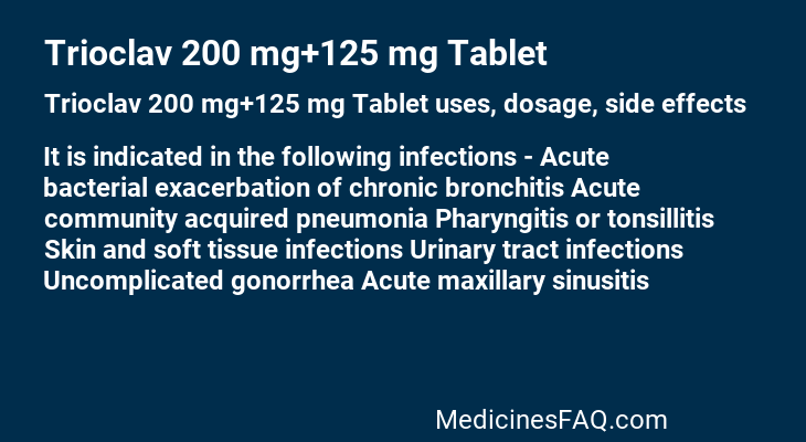 Trioclav 200 mg+125 mg Tablet