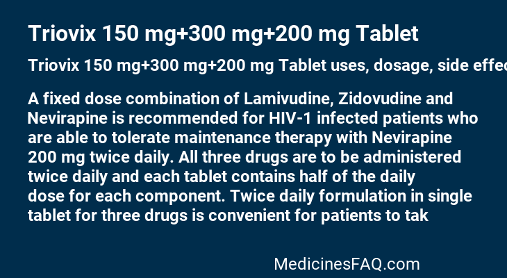 Triovix 150 mg+300 mg+200 mg Tablet