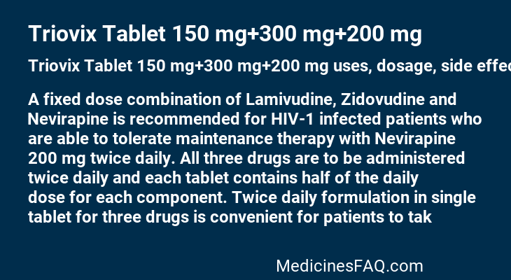 Triovix Tablet 150 mg+300 mg+200 mg