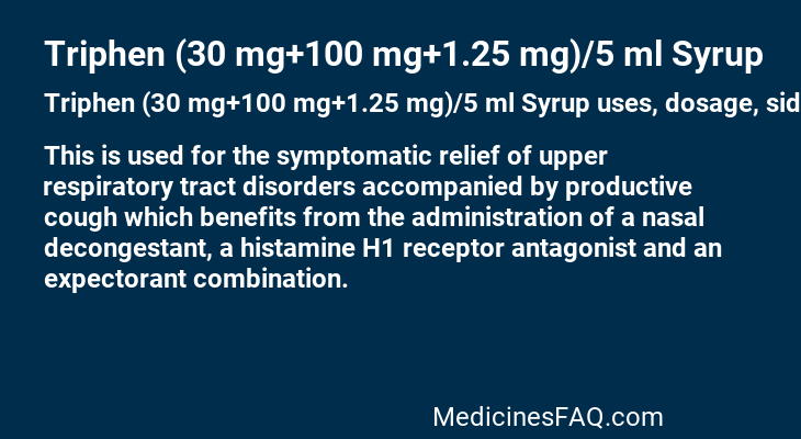 Triphen (30 mg+100 mg+1.25 mg)/5 ml Syrup