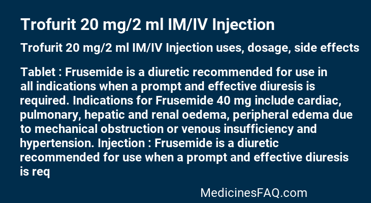 Trofurit 20 mg/2 ml IM/IV Injection