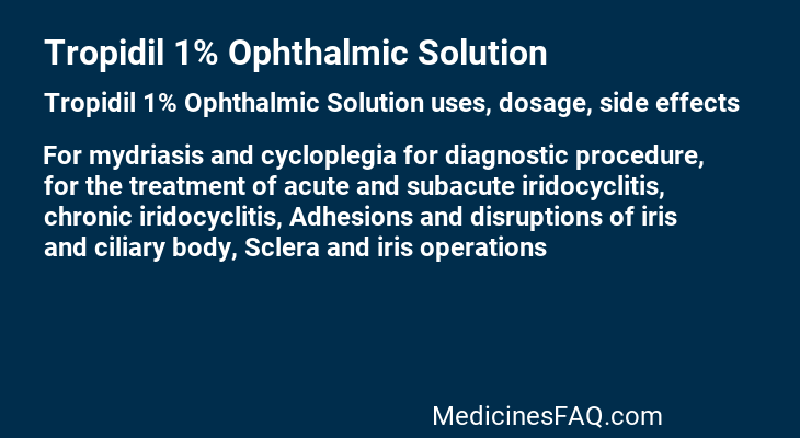 Tropidil 1% Ophthalmic Solution